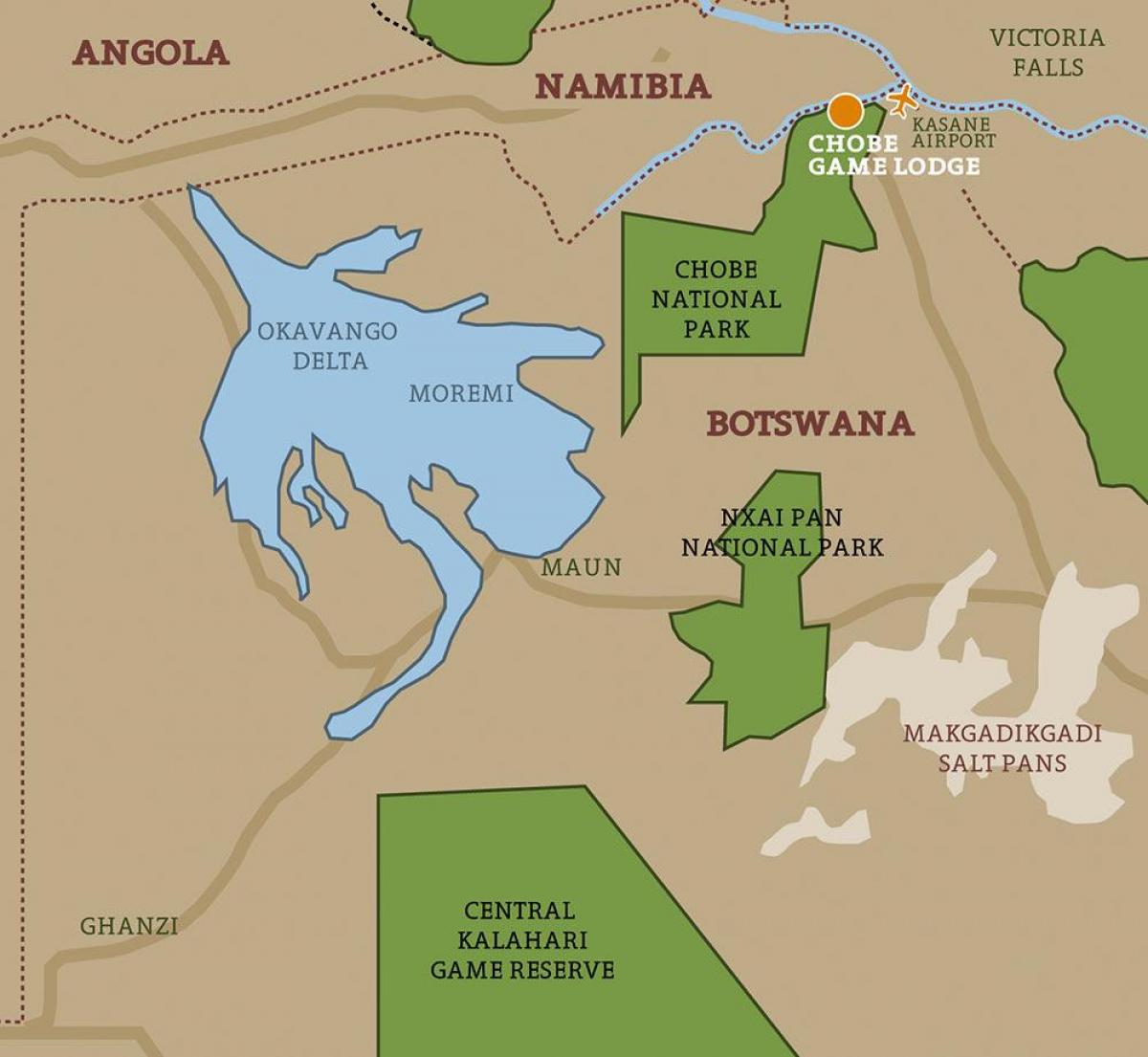 kaart Botswana kaart rahvuspargid