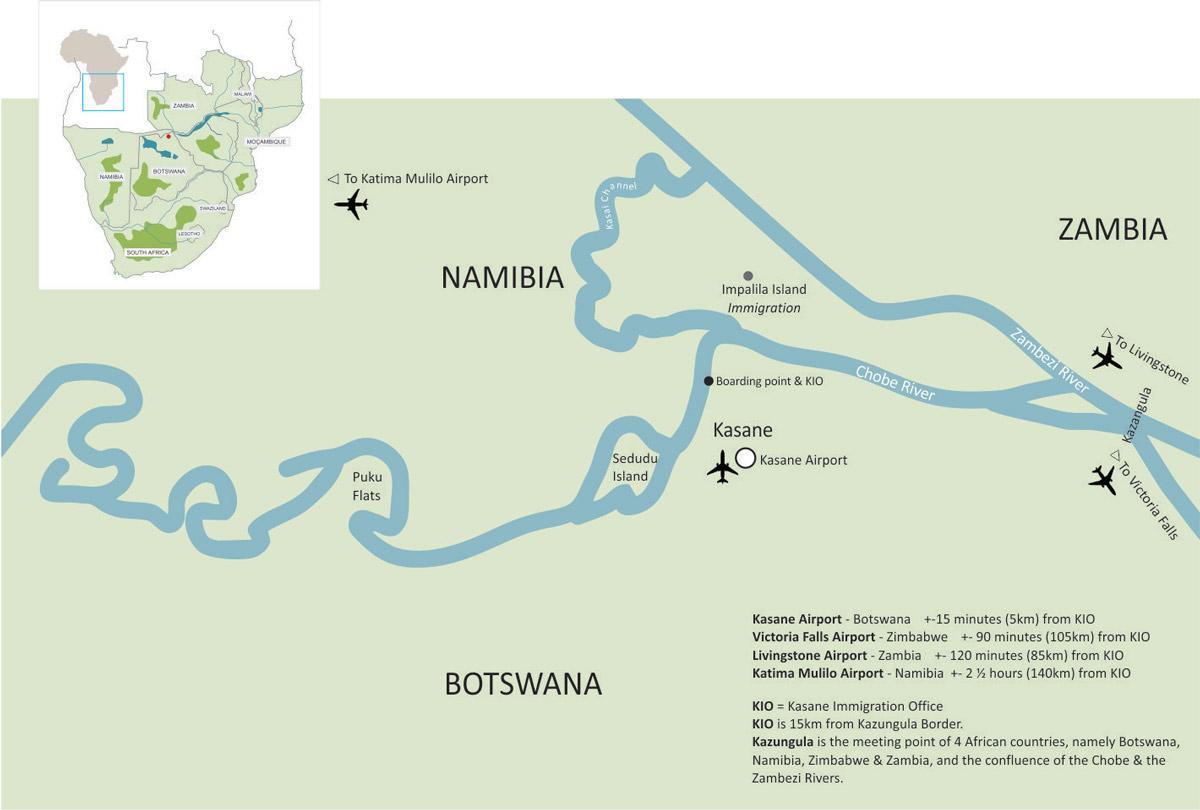 kaart kasane, Botswana