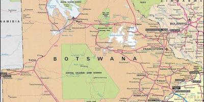 Kaart Botswana kaardil vahemaad