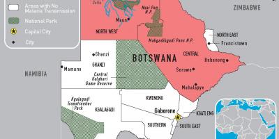 Kaart Botswana malaaria