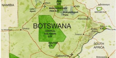 Kaart Botswana mängu reservid